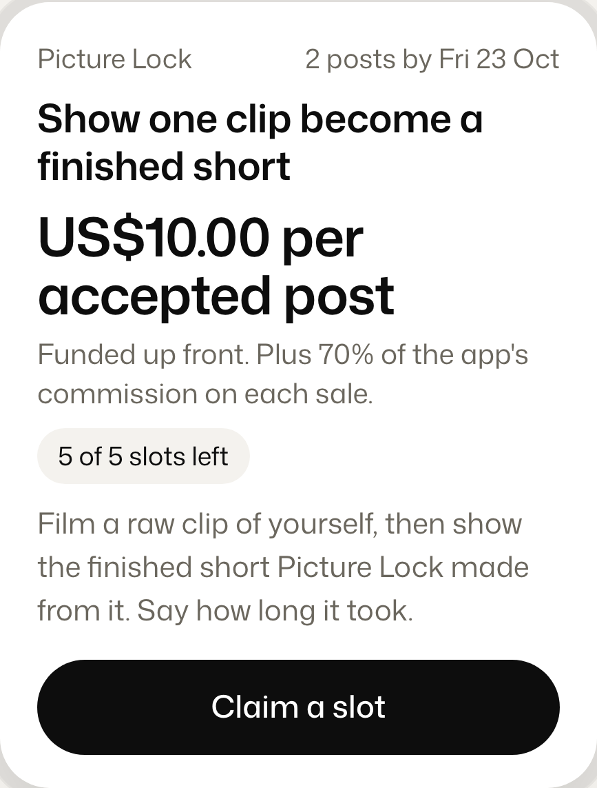 A deal in the seller app